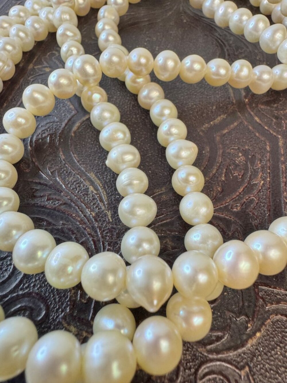 Genuine Cultured Freshwater Pearl Necklace 52” Long Rope 8mm 182 Pearls - Picture 6 of 13